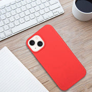 For iPhone 15 Plus Wheat MagSafe Magnetic Straw Material + TPU Phone Case(Red)