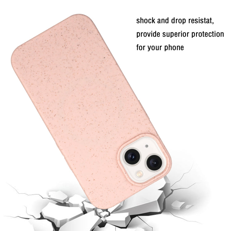 For iPhone 15 Plus Wheat MagSafe Magnetic Straw Material + TPU Phone Case(Pink)