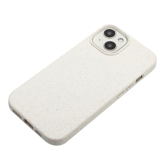 For iPhone 15 Wheat MagSafe Magnetic Straw Material + TPU Phone Case(White)