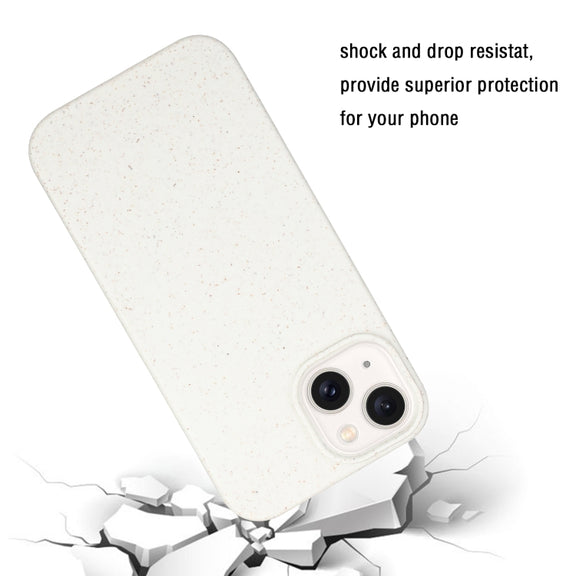 For iPhone 15 Wheat MagSafe Magnetic Straw Material + TPU Phone Case(White)