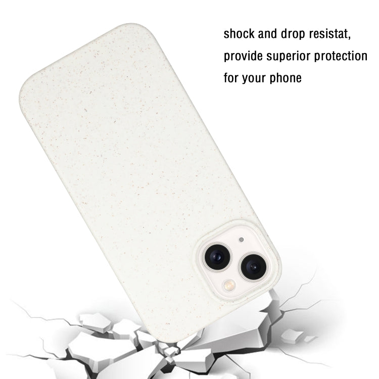 For iPhone 15 Wheat MagSafe Magnetic Straw Material + TPU Phone Case(White)