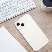 For iPhone 15 Wheat MagSafe Magnetic Straw Material + TPU Phone Case(White)