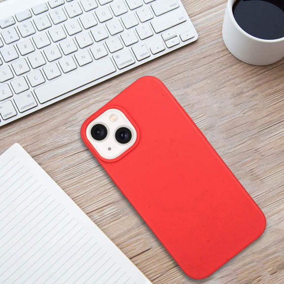 For iPhone 15 Wheat MagSafe Magnetic Straw Material + TPU Phone Case(Red)