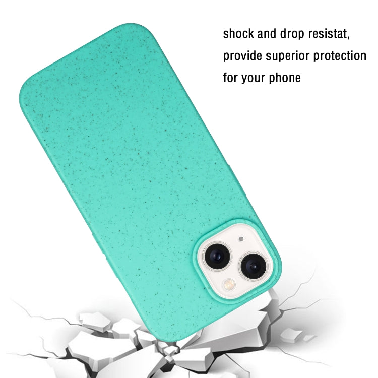 For iPhone 14 Plus Wheat MagSafe Magnetic Straw Material + TPU Phone Case(Green)