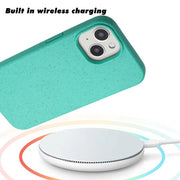 For iPhone 14 Plus Wheat MagSafe Magnetic Straw Material + TPU Phone Case(Green)