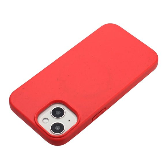 For iPhone 14 Wheat MagSafe Magnetic Straw Material + TPU Phone Case(Red)