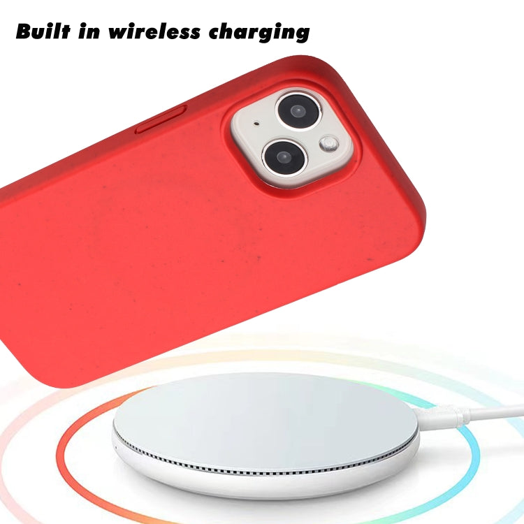 For iPhone 14 Wheat MagSafe Magnetic Straw Material + TPU Phone Case(Red)