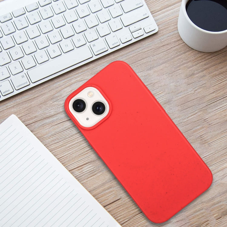 For iPhone 14 Wheat MagSafe Magnetic Straw Material + TPU Phone Case(Red)