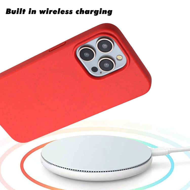For iPhone 14 Pro Wheat MagSafe Magnetic Straw Material + TPU Phone Case(Red)