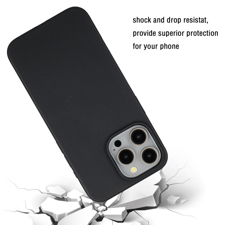 For iPhone 14 Pro Wheat MagSafe Magnetic Straw Material + TPU Phone Case(Black)
