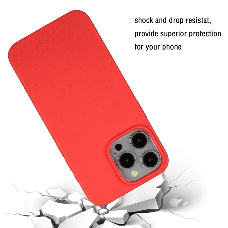 For iPhone 14 Pro Max Wheat MagSafe Magnetic Straw Material + TPU Phone Case(Red)