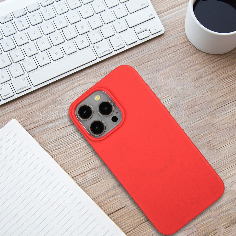 For iPhone 14 Pro Max Wheat MagSafe Magnetic Straw Material + TPU Phone Case(Red)