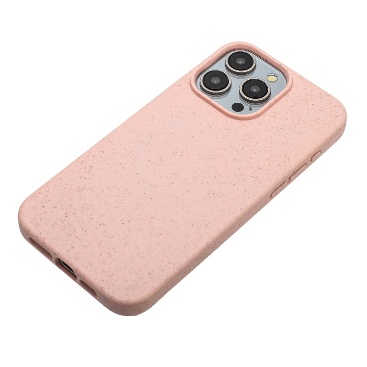 For iPhone 14 Pro Max Wheat MagSafe Magnetic Straw Material + TPU Phone Case(Pink)