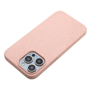 For iPhone 14 Pro Max Wheat MagSafe Magnetic Straw Material + TPU Phone Case(Pink)