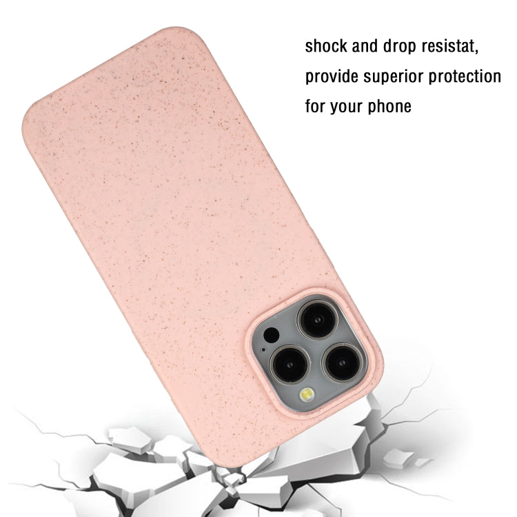 For iPhone 14 Pro Max Wheat MagSafe Magnetic Straw Material + TPU Phone Case(Pink)
