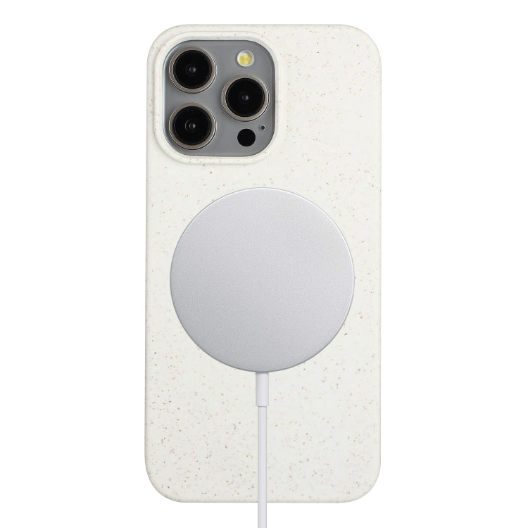 For iPhone 13 Pro Max Wheat MagSafe Magnetic Straw Material + TPU Phone Case(White)