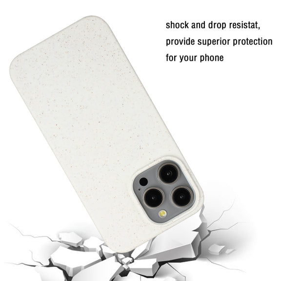 For iPhone 13 Pro Max Wheat MagSafe Magnetic Straw Material + TPU Phone Case(White)