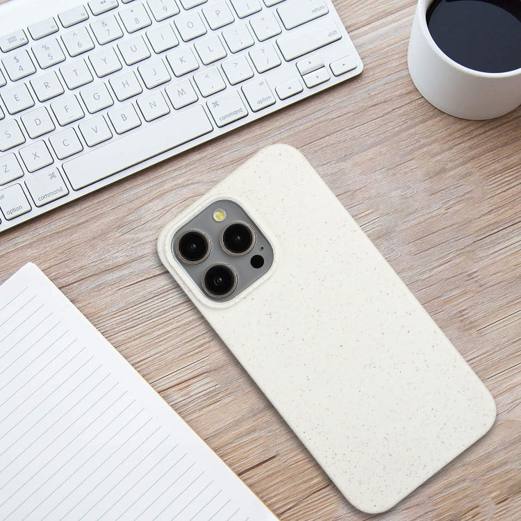 For iPhone 13 Pro Max Wheat MagSafe Magnetic Straw Material + TPU Phone Case(White)
