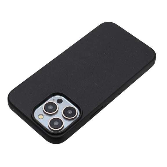 For iPhone 13 Pro Max Wheat MagSafe Magnetic Straw Material + TPU Phone Case(Black)