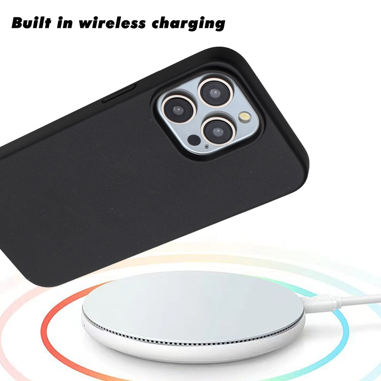 For iPhone 13 Pro Max Wheat MagSafe Magnetic Straw Material + TPU Phone Case(Black)