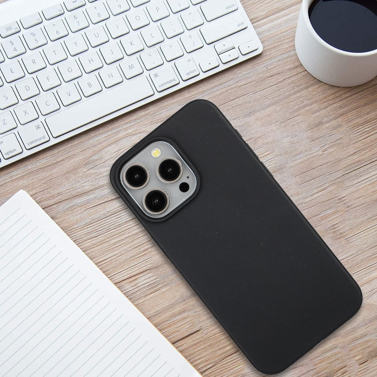For iPhone 13 Pro Max Wheat MagSafe Magnetic Straw Material + TPU Phone Case(Black)