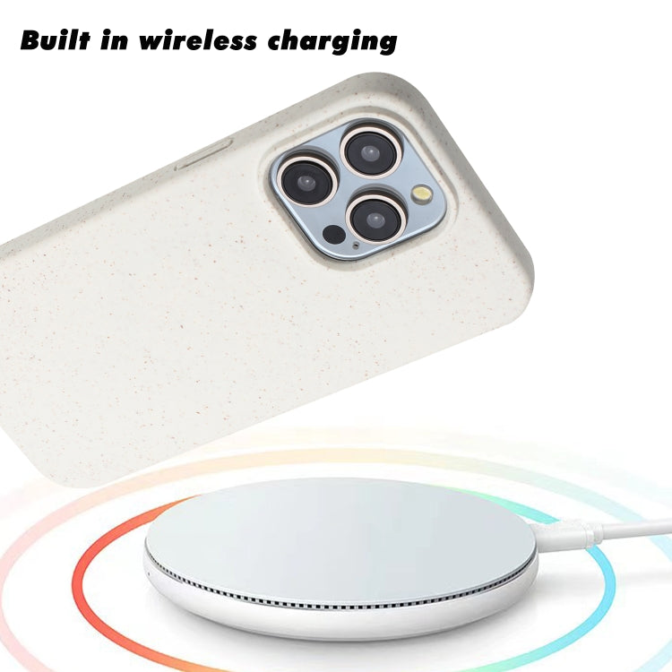 For iPhone 13 Pro Wheat MagSafe Magnetic Straw Material + TPU Phone Case(White)
