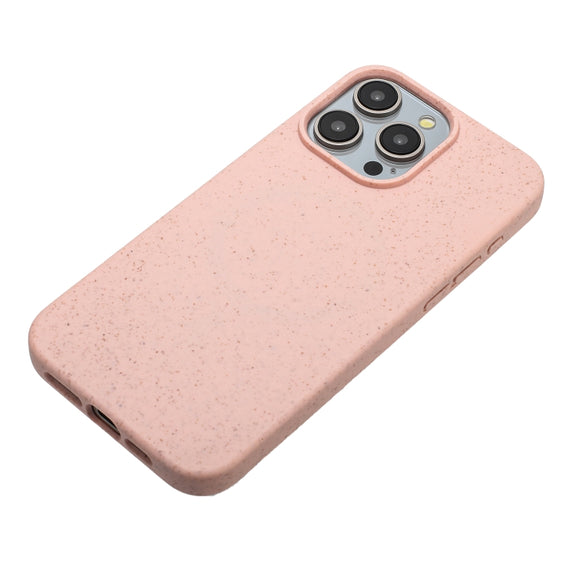 For iPhone 13 Pro Wheat MagSafe Magnetic Straw Material + TPU Phone Case(Pink)