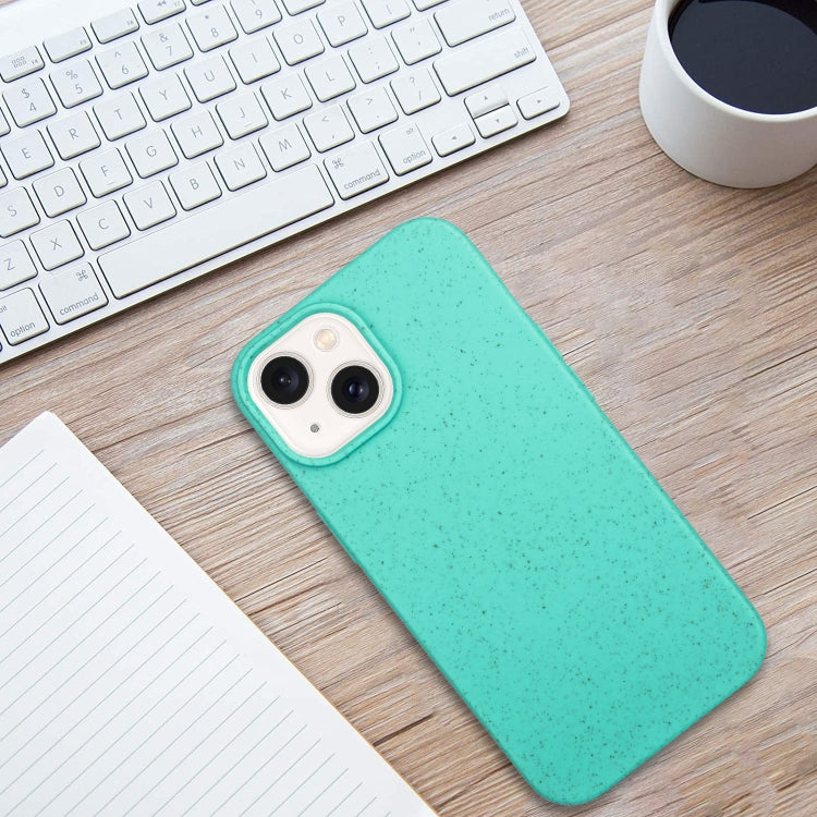 For iPhone 13 Wheat MagSafe Magnetic Straw Material + TPU Phone Case(Green)
