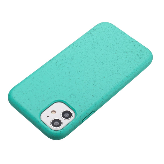 For iPhone 12 Wheat MagSafe Magnetic Straw Material + TPU Phone Case(Green)