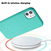 For iPhone 12 Wheat MagSafe Magnetic Straw Material + TPU Phone Case(Green)