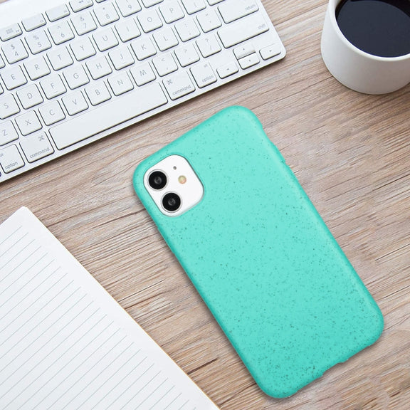 For iPhone 12 Wheat MagSafe Magnetic Straw Material + TPU Phone Case(Green)