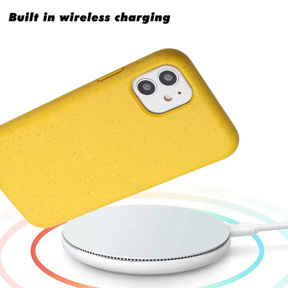 For iPhone 12 Wheat MagSafe Magnetic Straw Material + TPU Phone Case(Yellow)
