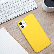 For iPhone 12 Wheat MagSafe Magnetic Straw Material + TPU Phone Case(Yellow)