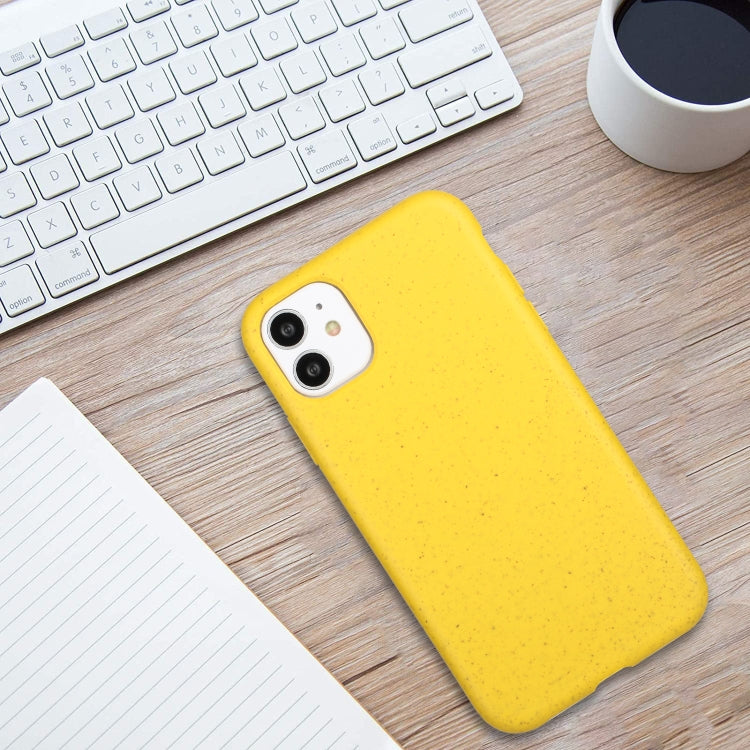 For iPhone 12 Wheat MagSafe Magnetic Straw Material + TPU Phone Case(Yellow)