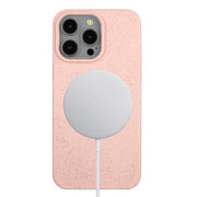 For iPhone 12 Pro Max Wheat MagSafe Magnetic Straw Material + TPU Phone Case(Pink)