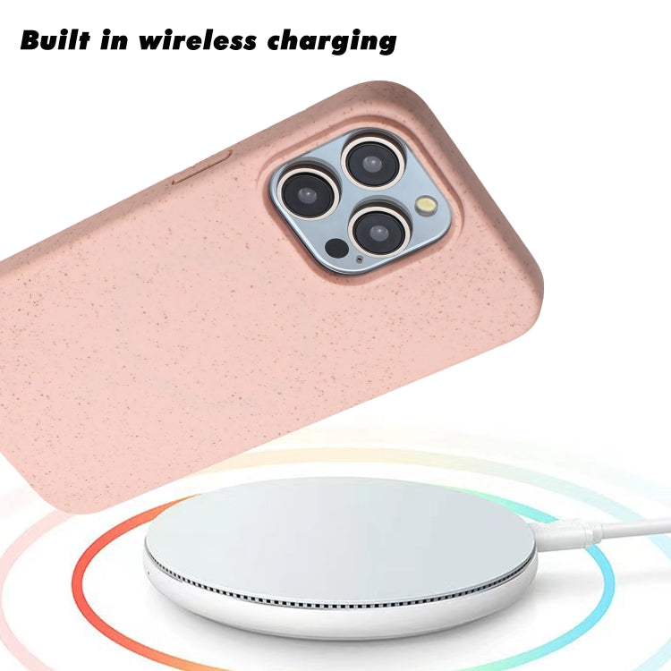 For iPhone 12 Pro Max Wheat MagSafe Magnetic Straw Material + TPU Phone Case(Pink)