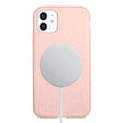 For iPhone 11 Wheat MagSafe Magnetic Straw Material + TPU Phone Case(Pink) - iPhone 11 Cases by PMC TechLife | Online Shopping South Africa | PMC TechLife