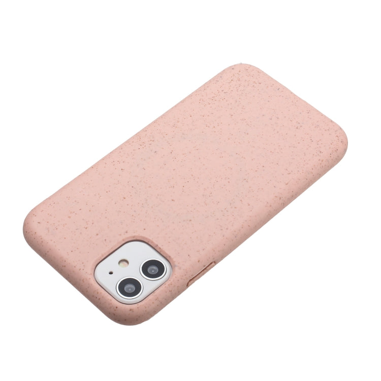 For iPhone 11 Wheat MagSafe Magnetic Straw Material + TPU Phone Case(Pink)