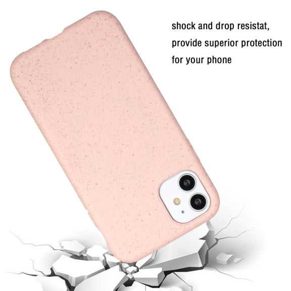 For iPhone 11 Wheat MagSafe Magnetic Straw Material + TPU Phone Case(Pink)