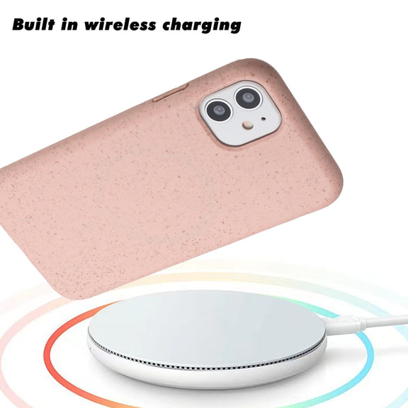 For iPhone 11 Wheat MagSafe Magnetic Straw Material + TPU Phone Case(Pink)