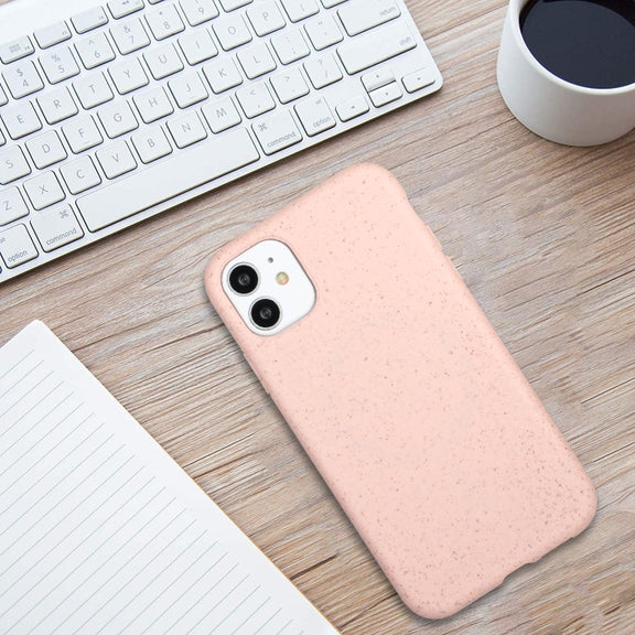 For iPhone 11 Wheat MagSafe Magnetic Straw Material + TPU Phone Case(Pink)
