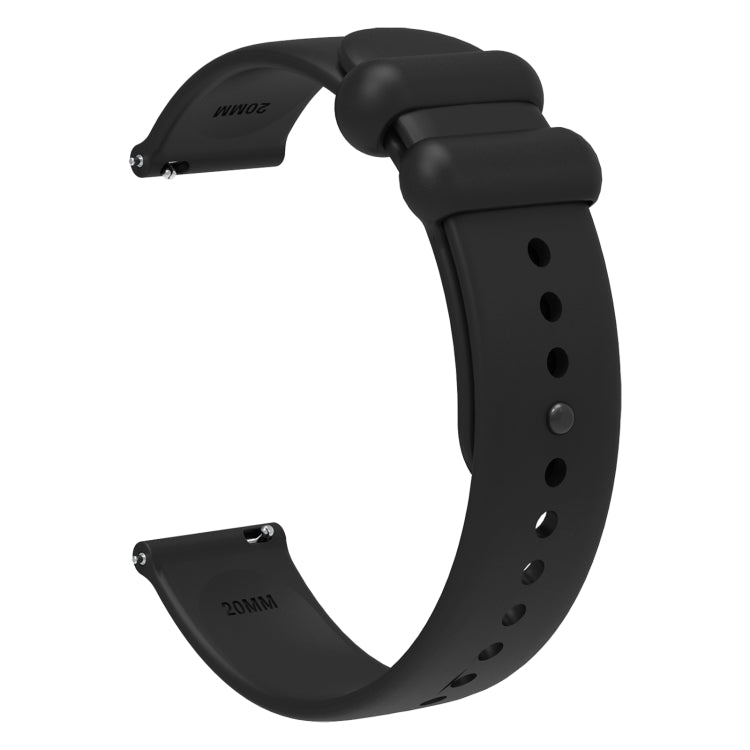 18mm Universal Solid Color Reverse Buckle Silicone Watch Band(Black)