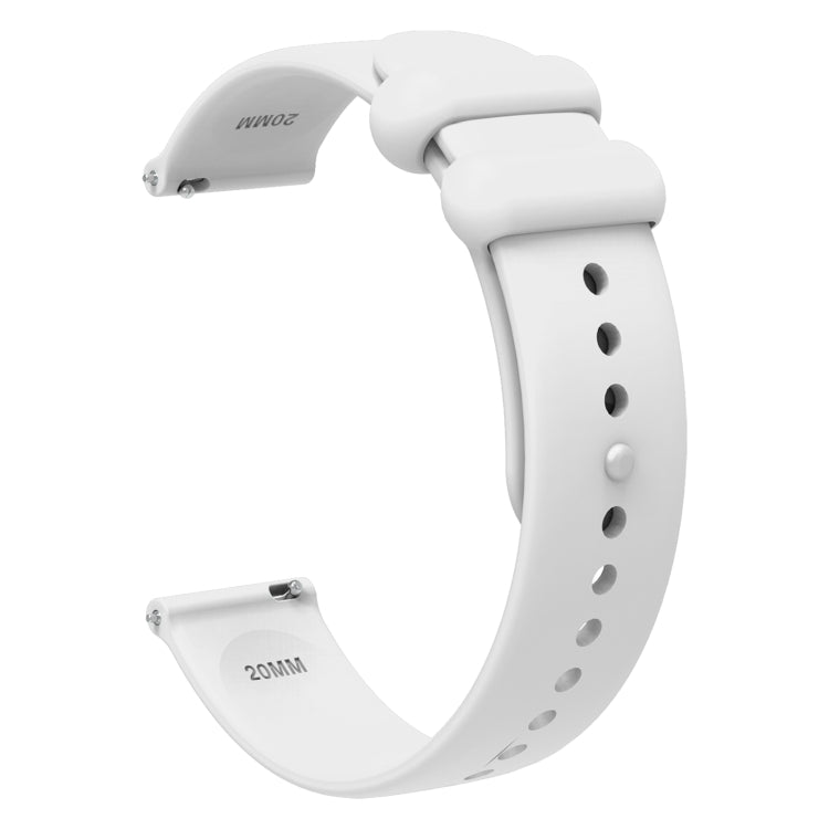 18mm Universal Solid Color Reverse Buckle Silicone Watch Band(White)