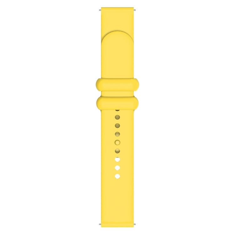 18mm Universal Solid Color Reverse Buckle Silicone Watch Band(Yellow)