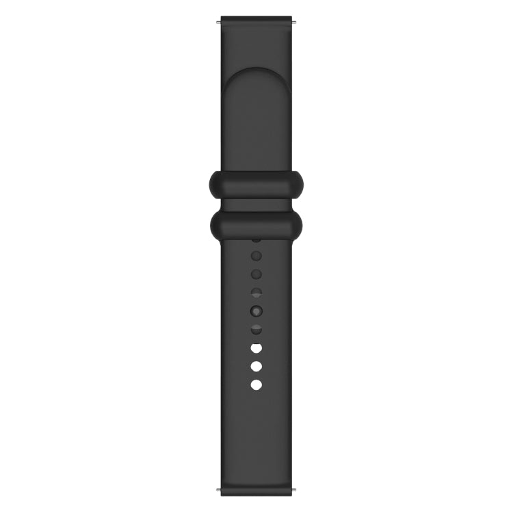 22mm Universal Solid Color Reverse Buckle Silicone Watch Band(Black)