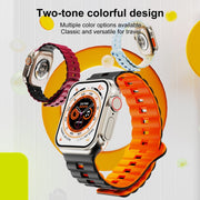 For Apple Watch SE 2023 44mm Reverse Buckle Two Color Magnetic Silicone Watch Band(Grey+Orange)