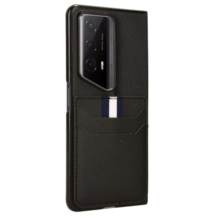 For Honor Magic V2 RSR Porsche Design Litchi Texture Card Slots Back Cover Phone Case(Black)