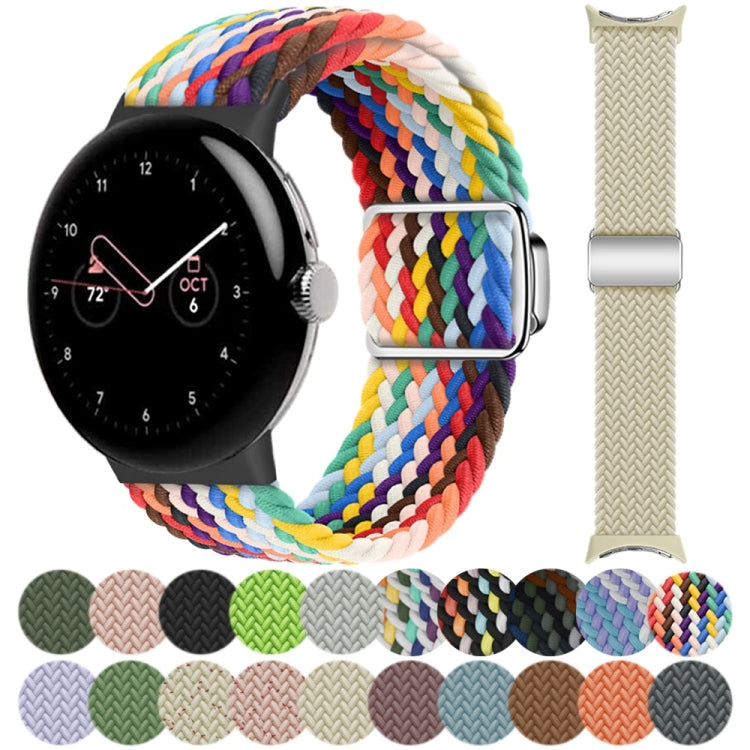 For Google Pixel Watch / Watch 2 Nylon Loop Magnetic Buckle Watch Band(Black)