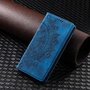 For iPhone 16 Pro Max Totem Embossed Magnetic Leather Phone Case(Blue)