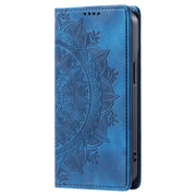 For iPhone 16 Pro Max Totem Embossed Magnetic Leather Phone Case(Blue)
